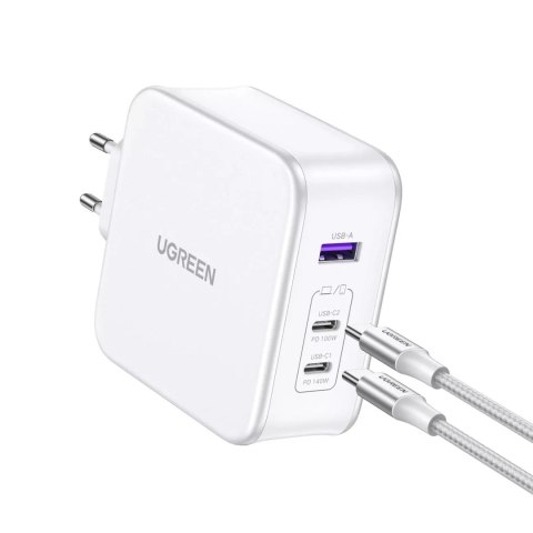 UGreen Ładowarka sieciowa GaN Ugreen Nexode USB-A/2xUSB-C 140W + kabel USB-C 1.5m - Biały UGreen Ładowarka sieciowa GaN Ugreen Nexode USB-A/2xUSB-C 140W + kabel USB-C 1.5m - Biały