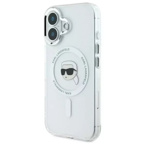 Karl Lagerfeld Etui Karl Lagerfeld do iPhone 16 6.1" Biały MagSafe Hardcase IML Metal Karl Head Karl Lagerfeld Etui Karl Lagerfeld do iPhone 16 6.1" Biały MagSafe Hardcase IML Metal Karl Head