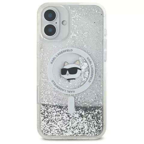 Karl Lagerfeld Etui Karl Lagerfeld do iPhone 16 6.1" Magsafe Hardcase Transparent Liquid Glitter Choupette Head Karl Lagerfeld Etui Karl Lagerfeld do iPhone 16 6.1" Magsafe Hardcase Transparent Liquid Glitter Choupette Head