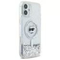 Karl Lagerfeld Etui Karl Lagerfeld do iPhone 16 6.1" Magsafe Hardcase Transparent Liquid Glitter Choupette Head