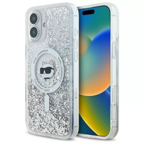 Karl Lagerfeld Etui Karl Lagerfeld do iPhone 16 6.1" Magsafe Hardcase Transparent Liquid Glitter Choupette Head Karl Lagerfeld Etui Karl Lagerfeld do iPhone 16 6.1" Magsafe Hardcase Transparent Liquid Glitter Choupette Head