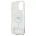Karl Lagerfeld Etui Karl Lagerfeld do iPhone 16 6.1" Magsafe Hardcase Transparent Liquid Glitter Choupette Head