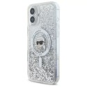 Karl Lagerfeld Etui Karl Lagerfeld do iPhone 16 6.1" Magsafe Hardcase Transparent Liquid Glitter Karl Head