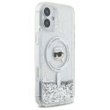 Karl Lagerfeld Etui Karl Lagerfeld do iPhone 16 6.1" Magsafe Hardcase Transparent Liquid Glitter Karl Head