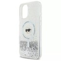 Karl Lagerfeld Etui Karl Lagerfeld do iPhone 16 6.1" Magsafe Hardcase Transparent Liquid Glitter Karl Head