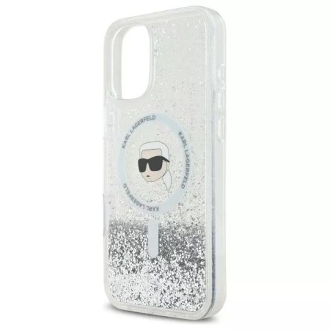 Karl Lagerfeld Etui Karl Lagerfeld do iPhone 16 6.1" Magsafe Hardcase Transparent Liquid Glitter Karl Head Karl Lagerfeld Etui Karl Lagerfeld do iPhone 16 6.1" Magsafe Hardcase Transparent Liquid Glitter Karl Head