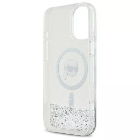 Karl Lagerfeld Etui Karl Lagerfeld do iPhone 16 6.1" Magsafe Hardcase Transparent Liquid Glitter Karl Head Karl Lagerfeld Etui Karl Lagerfeld do iPhone 16 6.1" Magsafe Hardcase Transparent Liquid Glitter Karl Head