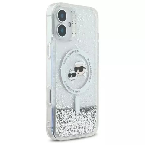 Karl Lagerfeld Etui Karl Lagerfeld do iPhone 16 6.1" Magsafe Hardcase Transparent Liquid Glitter Karl&Choupette Head Karl Lagerfeld Etui Karl Lagerfeld do iPhone 16 6.1" Magsafe Hardcase Transparent Liquid Glitter Karl&Choupette Head