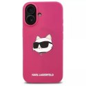 Karl Lagerfeld Etui Karl Lagerfeld do iPhone 16 6.1" Różowe/Fuksja hardcase Silicone Choupette Head Print MagSafe