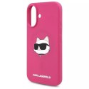 Karl Lagerfeld Etui Karl Lagerfeld do iPhone 16 6.1" Różowe/Fuksja hardcase Silicone Choupette Head Print MagSafe