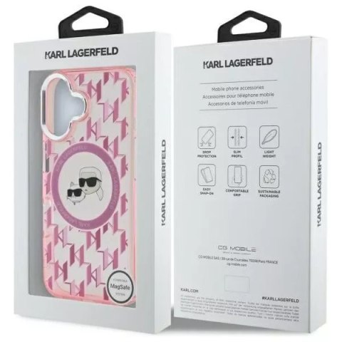Karl Lagerfeld Etui Karl Lagerfeld do iPhone 16 6.1" Różówy MagSafe IML Monogram Karl&Choupette Head Karl Lagerfeld Etui Karl Lagerfeld do iPhone 16 6.1" Różówy MagSafe IML Monogram Karl&Choupette Head