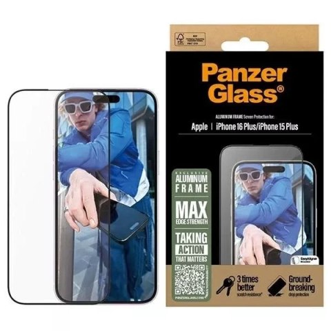 PanzerGlass Szkło hartowane do iPhone 16 Plus PanzerGlass Screen Protector Aluminum Frame Ultra-Wide Fit z aluminiową ramką PanzerGlass Szkło hartowane do iPhone 16 Plus PanzerGlass Screen Protector Aluminum Frame Ultra-Wide Fit z aluminiową ramką