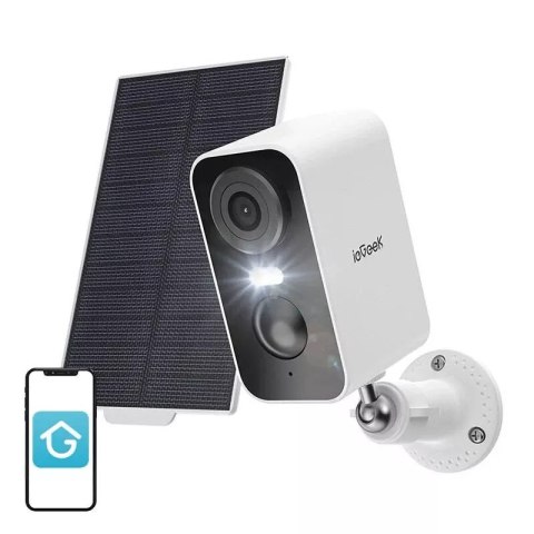 4kom.pl IeGeek Bezprzewodowa kamera zewnętrzna WiFi 3MP biała z panelem solarnym 4kom.pl IeGeek Bezprzewodowa kamera zewnętrzna WiFi 3MP biała z panelem solarnym