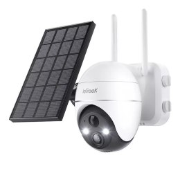 4kom.pl IeGeek Bezprzewodowa kamera zewnętrzna WiFi 5MP Biała z panelem solarnym