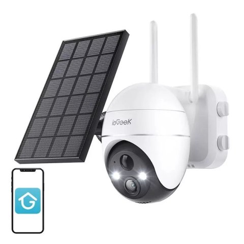 4kom.pl IeGeek Bezprzewodowa kamera zewnętrzna WiFi 5MP Biała z panelem solarnym 4kom.pl IeGeek Bezprzewodowa kamera zewnętrzna WiFi 5MP Biała z panelem solarnym