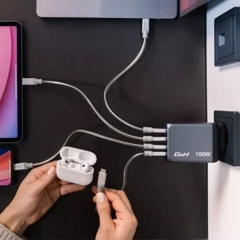 4kom.pl Ładowarka sieciowa Verbatim GaN 100W 3xUSB-C/USB-A + Adapter 4kom.pl Ładowarka sieciowa Verbatim GaN 100W 3xUSB-C/USB-A + Adapter