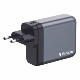 4kom.pl Ładowarka sieciowa Verbatim GaN 240W 3xUSB-C/USB-A Szara + Adapter