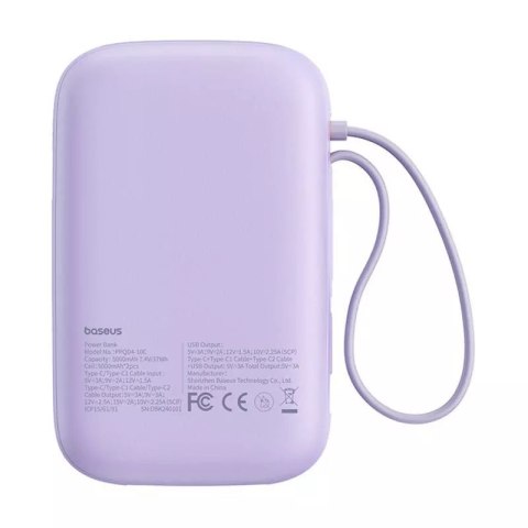 Baseus Powerbank Baseus QPow 2 10000mAh 30W 2xUSB-C Fioletowy Baseus Powerbank Baseus QPow 2 10000mAh 30W 2xUSB-C Fioletowy