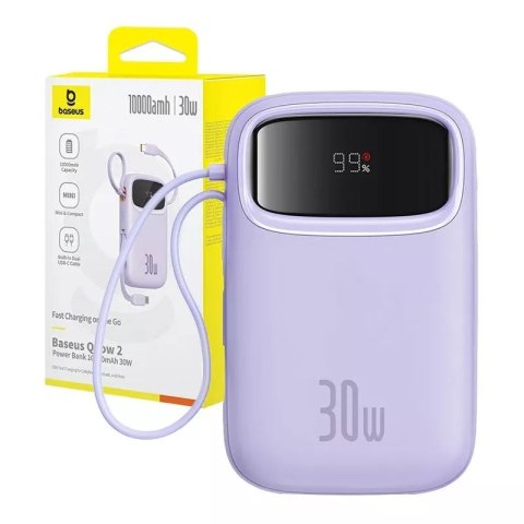 Baseus Powerbank Baseus QPow 2 10000mAh 30W 2xUSB-C Fioletowy Baseus Powerbank Baseus QPow 2 10000mAh 30W 2xUSB-C Fioletowy