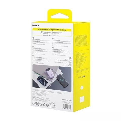 Baseus Powerbank Baseus QPow 2 20000mAh 30W 2xUSB-C Fioletowy Baseus Powerbank Baseus QPow 2 20000mAh 30W 2xUSB-C Fioletowy