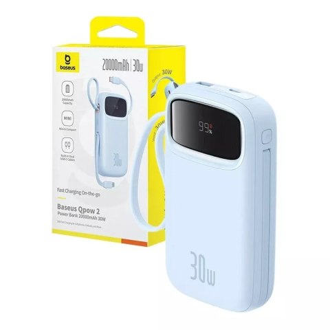 Baseus Powerbank Baseus QPow2 20000mAh 30W 2xUSB-C Niebieski Baseus Powerbank Baseus QPow2 20000mAh 30W 2xUSB-C Niebieski