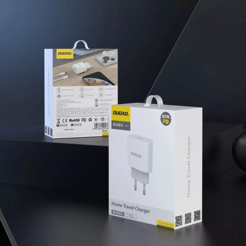 Dudao Ładowarka sieciowa Dudao 20W USB-C z kablem - Biała Dudao Ładowarka sieciowa Dudao 20W USB-C z kablem - Biała