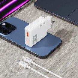 Dudao Ładowarka sieciowa GaN Dudao A30EUL 30W USB-A / USB-C + kabel USB-C - Lightning - Biała