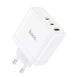 Hoco Ładowarka sieciowa HOCO 2 x Typ C + USB A QC PD 65W GaN Biała
