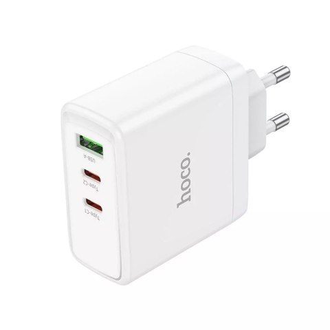 Hoco Ładowarka sieciowa HOCO 2 x Typ C + USB A QC PD 65W GaN Biała Hoco Ładowarka sieciowa HOCO 2 x Typ C + USB A QC PD 65W GaN Biała