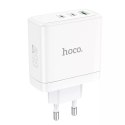 Hoco Ładowarka sieciowa HOCO 2 x Typ C + USB A QC PD 65W GaN Biała