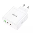 Hoco Ładowarka sieciowa HOCO 2 x Typ C + USB A QC PD 65W GaN Biała