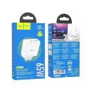 Hoco Ładowarka sieciowa HOCO 2 x Typ C + USB A QC PD 65W GaN Biała