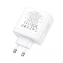 Hoco Ładowarka sieciowa HOCO 2 x Typ C + USB A QC PD 65W GaN Biała
