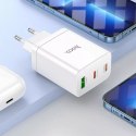 Hoco Ładowarka sieciowa HOCO 2 x Typ C + USB A + kabel Typ C do Lightning PD QC3.0 3A 35W Biała