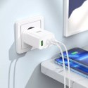 Hoco Ładowarka sieciowa HOCO 2 x Typ C + USB A + kabel Typ C do Lightning PD QC3.0 3A 35W Biała