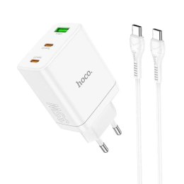 Hoco Ładowarka sieciowa HOCO 2 x Typ C + USB A + kabel Typ C do Typ C PD QC3.0 3A 35W Biała