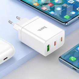 Hoco Ładowarka sieciowa HOCO 2 x Typ C + USB A + kabel Typ C do Typ C PD QC3.0 3A 35W Biała