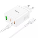 Hoco Ładowarka sieciowa HOCO 2 x Typ C + USB A + kabel Typ C do Typ C PD QC3.0 3A 35W Biała