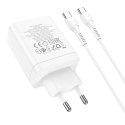 Hoco Ładowarka sieciowa HOCO 2 x Typ C + USB A + kabel Typ C do Typ C PD QC3.0 3A 35W Biała