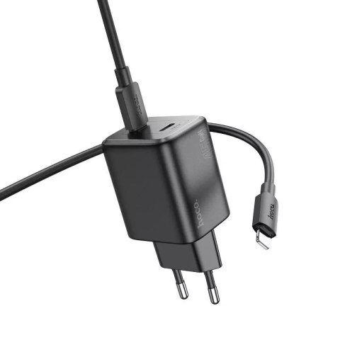 Hoco Ładowarka sieciowa HOCO 2 x Typ C + kabel Typ C do Lightning PD QC 45W GaN Czarna Hoco Ładowarka sieciowa HOCO 2 x Typ C + kabel Typ C do Lightning PD QC 45W GaN Czarna