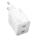 Hoco Ładowarka sieciowa HOCO 2 x Type C PD QC 45W GaN Biała