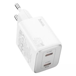Hoco Ładowarka sieciowa HOCO 2 x Type C PD QC 45W GaN Biała