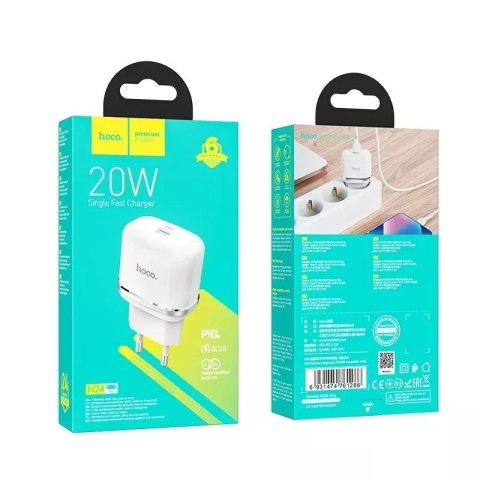 Hoco Ładowarka sieciowa HOCO Typ C PD QC3.0 20W Biała Hoco Ładowarka sieciowa HOCO Typ C PD QC3.0 20W Biała