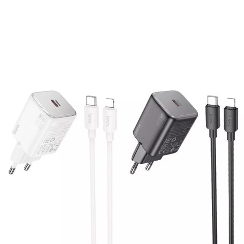 Hoco Ładowarka sieciowa HOCO Typ C + kabel Typ C do Lightning QC PD 20W Czarna Hoco Ładowarka sieciowa HOCO Typ C + kabel Typ C do Lightning QC PD 20W Czarna