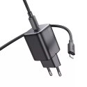 Hoco Ładowarka sieciowa HOCO Typ C + kabel Typ C do Lightning QC PD 20W Czarna