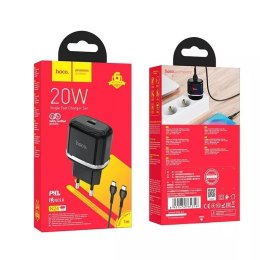 Hoco Ładowarka sieciowa HOCO Typ C + kabel Typ C do Typ C PD QC3.0 20W Czarna