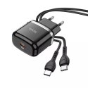 Hoco Ładowarka sieciowa HOCO Typ C + kabel Typ C do Typ C PD QC3.0 20W Czarna