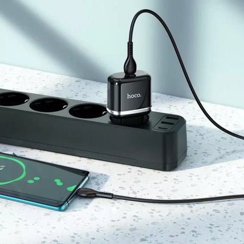 Hoco Ładowarka sieciowa HOCO Typ C + kabel Typ C do Typ C PD QC3.0 20W Czarna Hoco Ładowarka sieciowa HOCO Typ C + kabel Typ C do Typ C PD QC3.0 20W Czarna