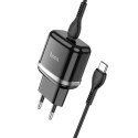 Hoco Ładowarka sieciowa HOCO Typ C + kabel Typ C do Typ C PD QC3.0 20W Czarna