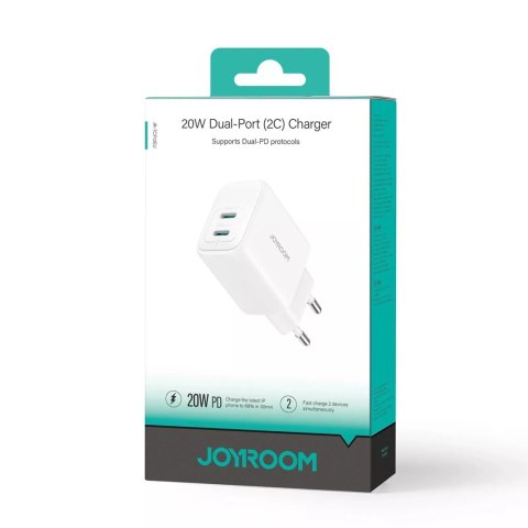 Joyroom Ładowarka Joyroom Sieciowa 2x USB-C 20W PD / QC 3.0 - Biała Joyroom Ładowarka Joyroom Sieciowa 2x USB-C 20W PD / QC 3.0 - Biała